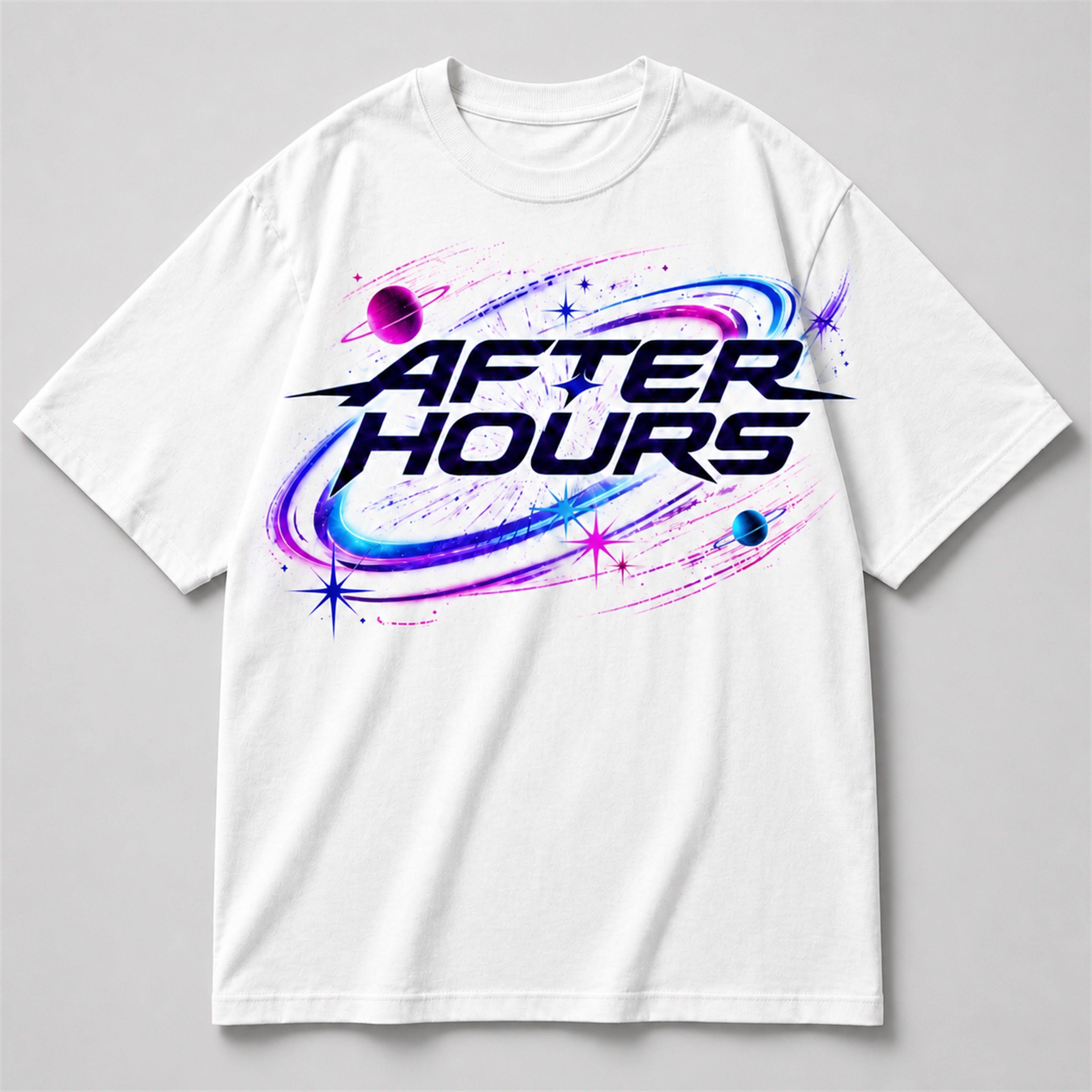 After Hours Cosmic Tee - White Neon